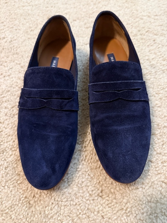 Margaux Shoes - Margaux The Penny - Navy Blue Suede Loafer Flats 36M 6M
